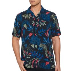 Mens Tropical Textured Short Sleeve Button Shirt