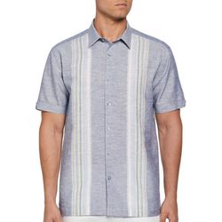 Mens Short Sleeve Yarn Dye Panel Button Up Shirt