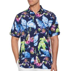 Cubavera Mens Leaf Textured Short Sleeve Woven Button Shirt