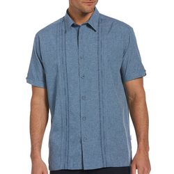 Cubavera Mens Embroidered Panel Short Sleeve Shirt