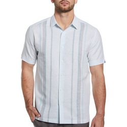 Cubavera Mens Stripe Yarn Dye Panel Short Sleeve Shirt