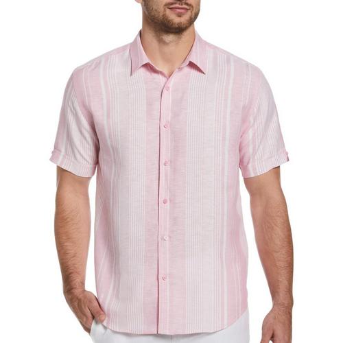 Cubavera Mens Yarn Dye Short Sleeve Woven Shirt