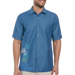 Cubavera Mens Asymmetrical Tropical Leaf Print Button Shirt
