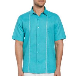 Cubavera Mens Geometric Embroidered Button Shirt