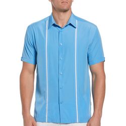 Cubavera Mens Contrast Stitching Short Sleeve Panel Shirt