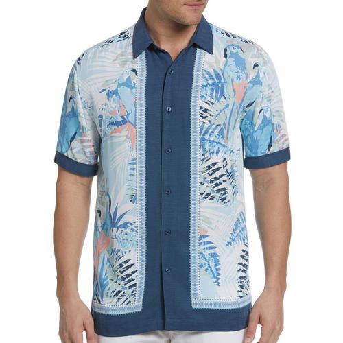 Cubavera Mens Tropical L Shape Short Sleeve Shirt