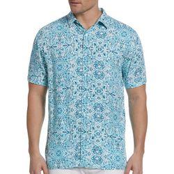 Cubavera Mens Tiled Print Short Sleeve Button Up Shirt