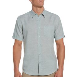Cubavera Mens Solid Linen Two Pocket Shirt