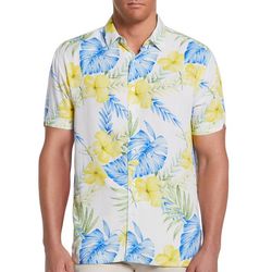Cubavera Mens Tropical Textured Print Short Sleeve Shirt