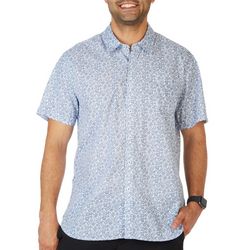 THREAD & CLOTH Mens Tonal Leaf Pattern Short Sleeve Shirt