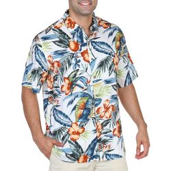 CAMPIA Mens Tropical Cocktail Print Short Sleeve Shirt