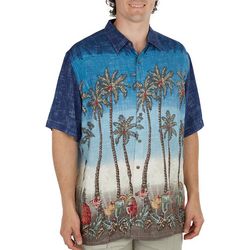 Mens Palms and Cocktails Button-Down Short Sleeve Shirt