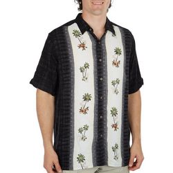 Mens Tropical Palm Tree Button-Down Short Sleeve Shirt