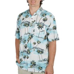 Mens Tropical Island Button-Down Short Sleeve Shirt