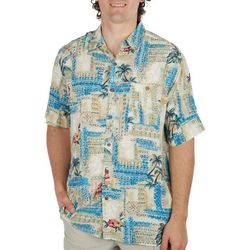 Mens Tropical Button-Down Short Sleeve Shirt