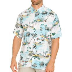 Mens Tropical Esle Button-Down Short Sleeve Shirt