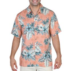 CAMPIA Mens Tropical Print Short Sleeve Shirt