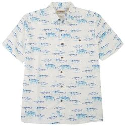 CAMPIA Mens Fish Print Short Sleeve Sport Shirt