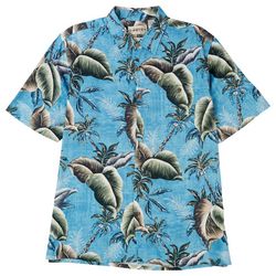 CAMPIA Mens Palm Leaf Print Short Sleeve Shirt