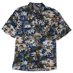 CAMPIA Mens Americana Tropical Print Short Sleeve Shirt