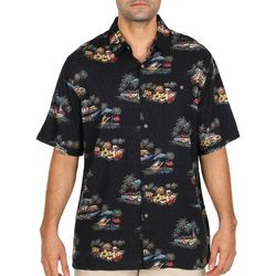 CAMPIA Mens Americana Island Print Short Sleeve Shirt