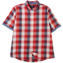 Chaps Mens Americana Plaid Easy Care Short Sleeve Shirt