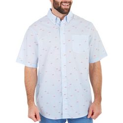 Chaps Mens Americana Fish Print Short Sleeve Pocket Shirt