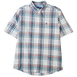 Chaps Mens Essential Plaid Easy Care Short Sleeve Shirt