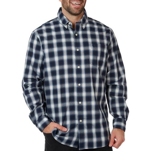 Chaps Mens American Navy Woven Button-Up Long Sleeve