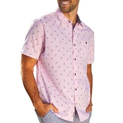 FLAG AND ANTHEM Mens Flamingo Print Button-Up Shirt