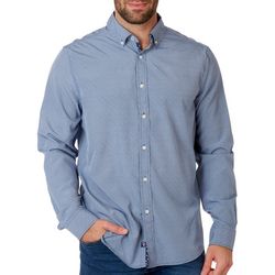 Mens Button Down Rectangle Print Long Sleeve Shirt