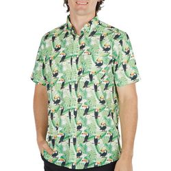 Mens 4-Way Stretch Tropical Toucan Short Sleeve Shirt