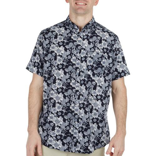International Report Mens Navy Floral Print Button-Up Shirt