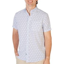 Mens Geometric Modern Fit 4-Way Stretch Short Sleeve Shirt
