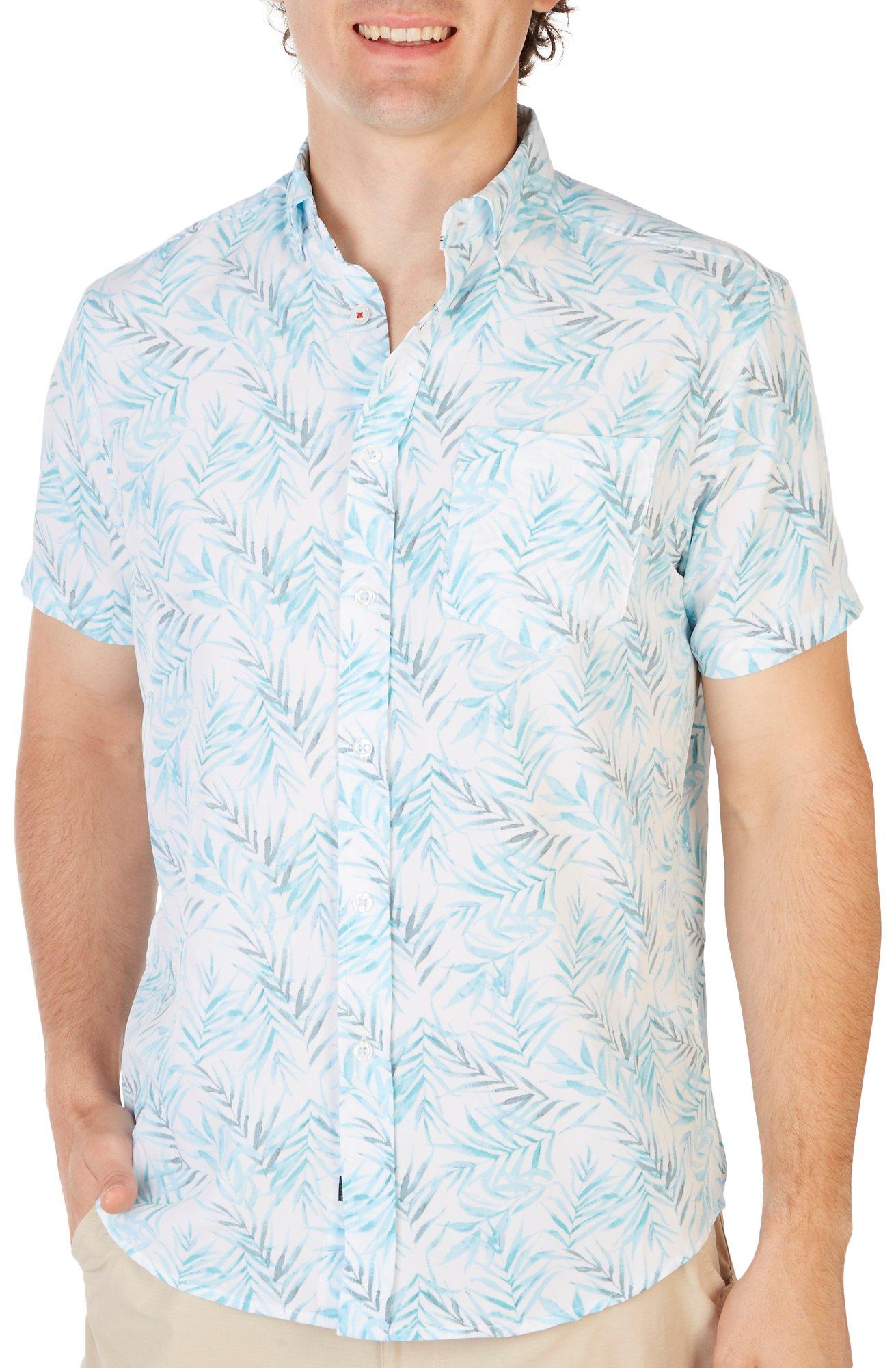 International Report Mens Leaf Print Button Down Shirt