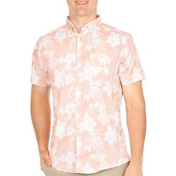 Mens Hawaiian Hibiscus Button Down Short Sleeve Shirt