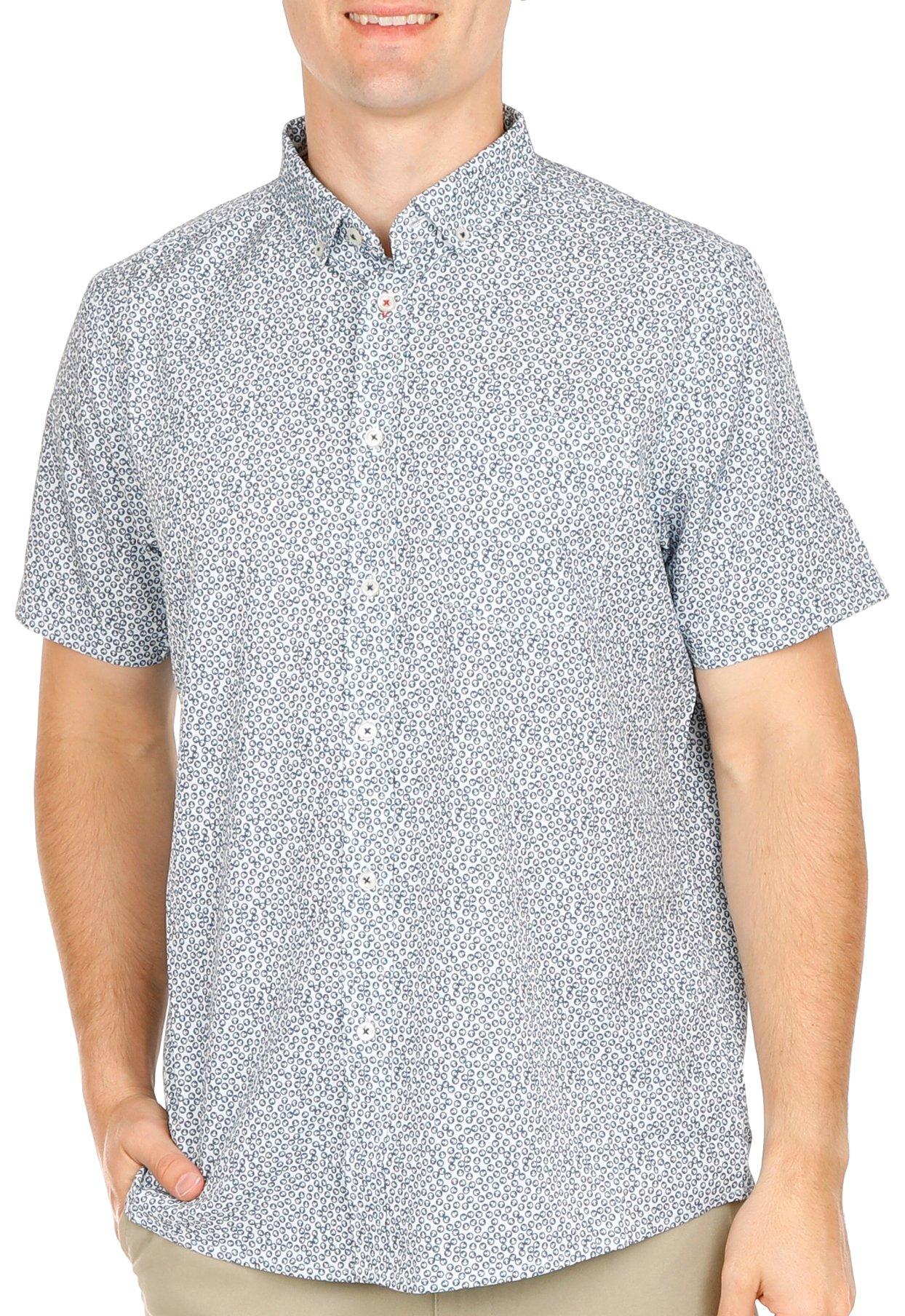 Mens Anchors Button Down Short Sleeve Shirt
