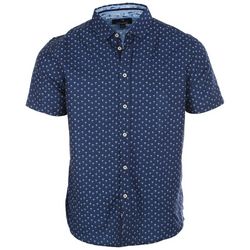 Mens Micro Touch Mini Palms Printed Button-Up Shirt
