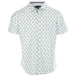 Mens Micro Touch Pineapple Button-Up Short Sleeve Shirt