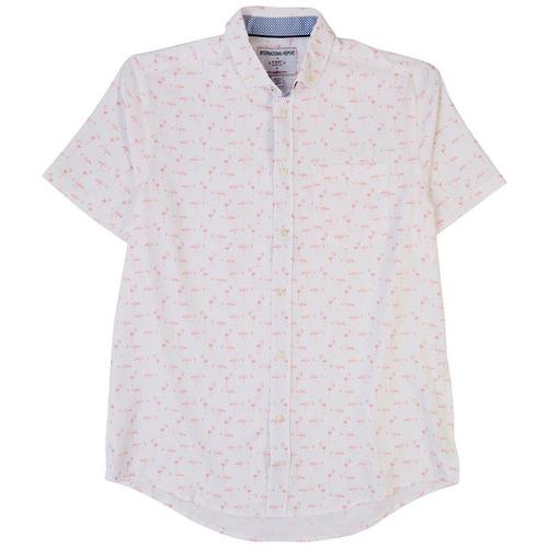 International Report Mens Flamingo Slim Fit Button-Up Shirt