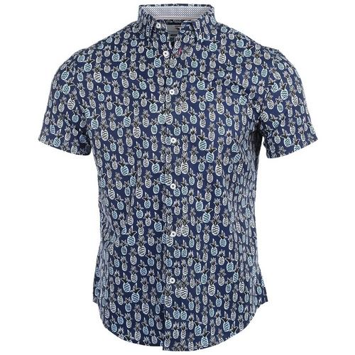 Mens 4 Way Stretch Pineapple Button-Up Shirt