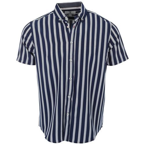 Mens 4 Way Stretch Stripe Button-Up Shirt