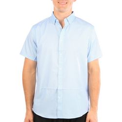 Mens 4-Way Stretch Wave Button-Up Short Sleeve Shirt