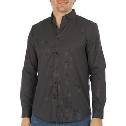Mens 4-Way Geo Print Stretch Long Sleeve Shirt