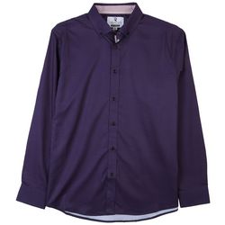 Mens 4-Way Geo Print Stretch Long Sleeve Button-Up Shirt