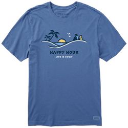 Life Is Good Mens Happy Hour Palm Sunset T-Shirt