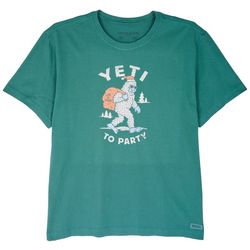 Life Is Good Mens Yeti To Party Chistmas  Graphic  T-Shirt