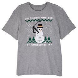 Life Is Good Mens Oh Christmas Tee Snowman Graphic  T-Shirt