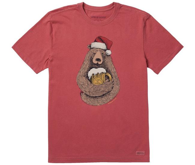 Life Is Good Mens Beer Hug Santa Crusher T-Shirt
