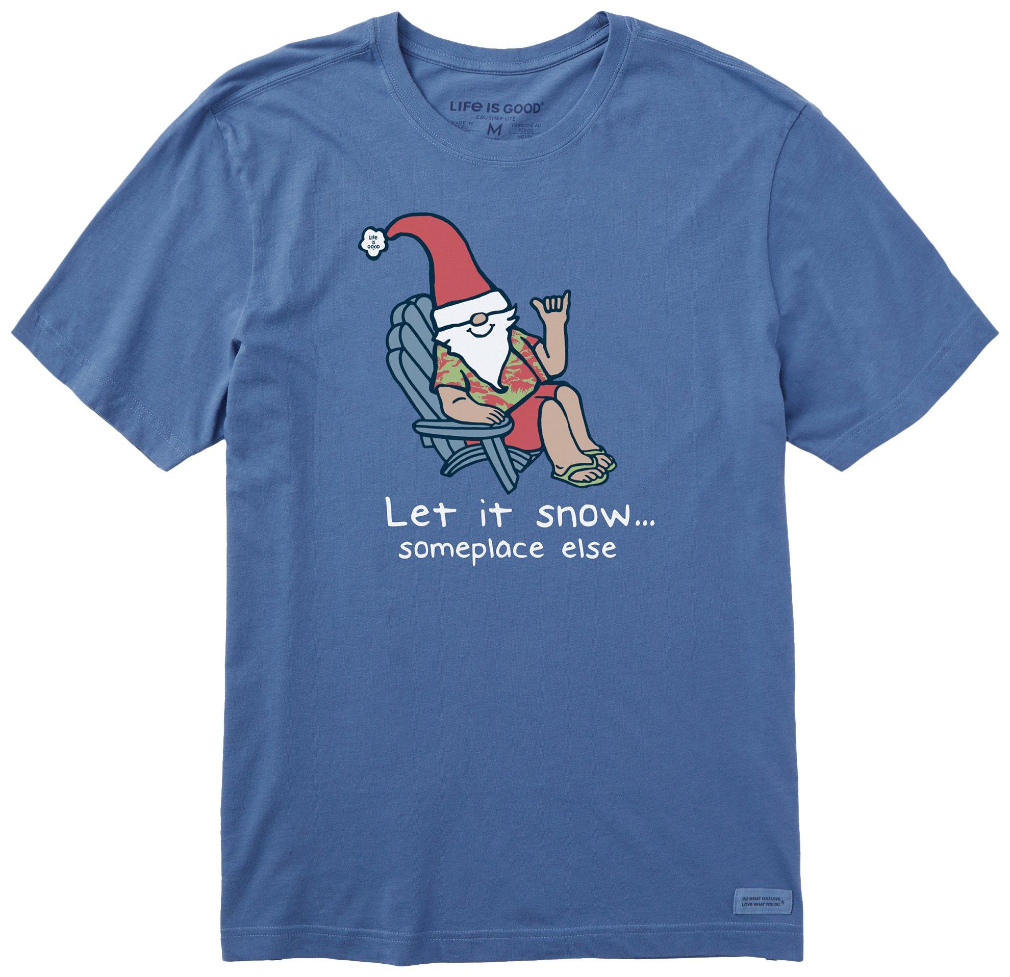 Life Is Good Mens Gnome Green Christmas Crusher T-Shirt